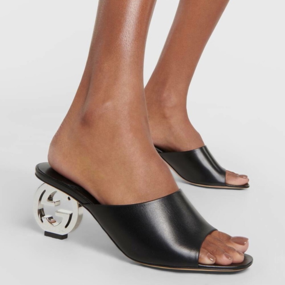 Gucci interlocking G heel sandals mules size 38.5